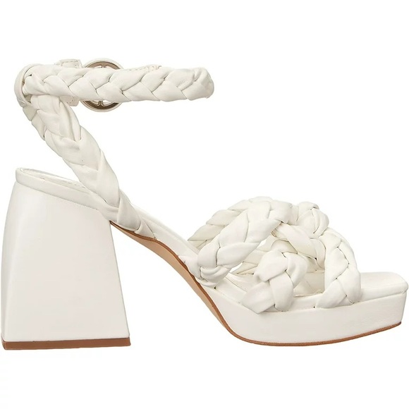 Sam Edelman Circus NY Mable Braided Platform Sandals Heels White - Picture 2 of 8